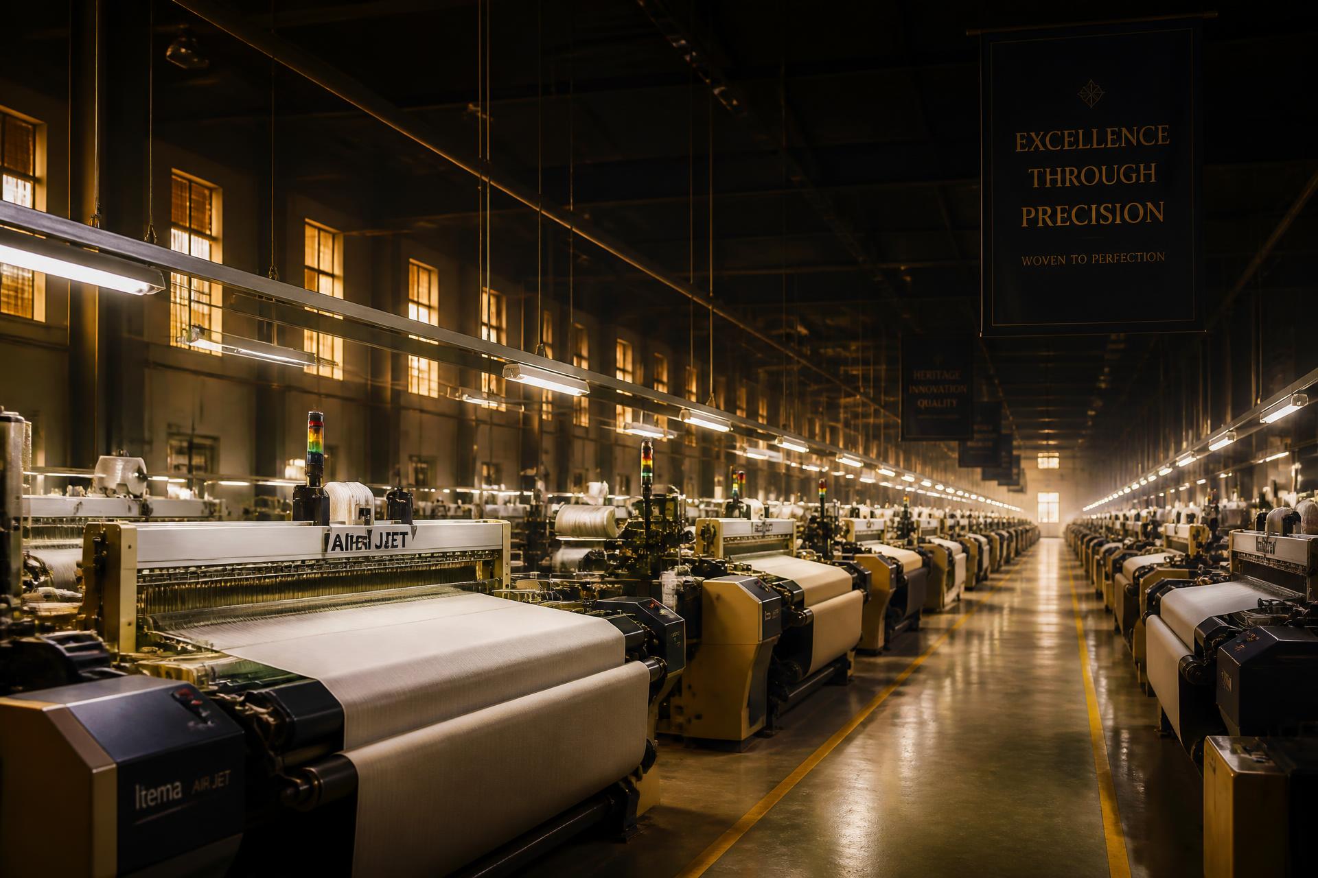 Airjet looms weaving fabric at the Gunatit Tex Fab mill